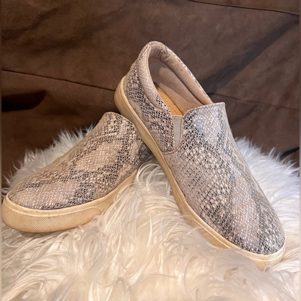 Snakeskin slip on sneakers